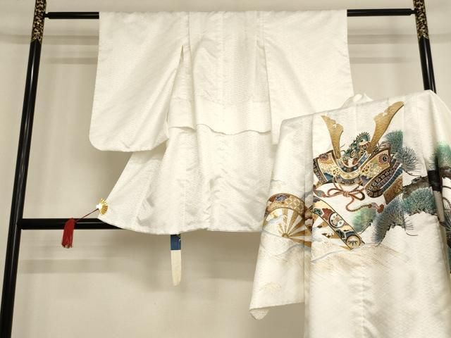 平和屋着物[]七五三 男の子 5歳 祝着・羽織セット 兜片輪車文 暈し染め 金彩 AAAW6938ja