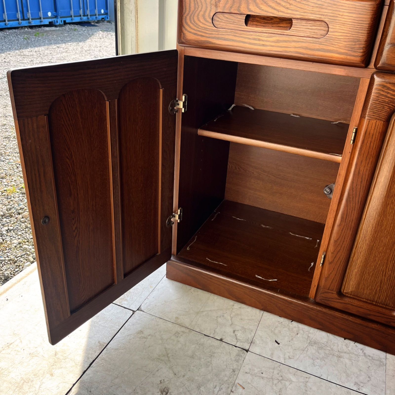 取付無料！シギヤマ家具 天然木北欧風アンティーク食器棚 キッチン