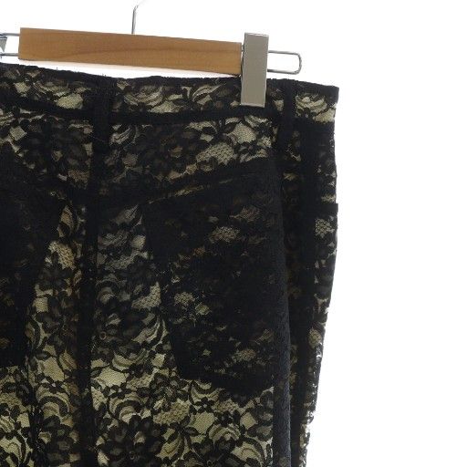 モスキーノジーンズ MOSCHINO JEANS レースパンツ ジップフライ 総柄 ロゴ 42 L 黒 ブラック GY18 MQ WWW_USTAUSTRALIA_COM_AU