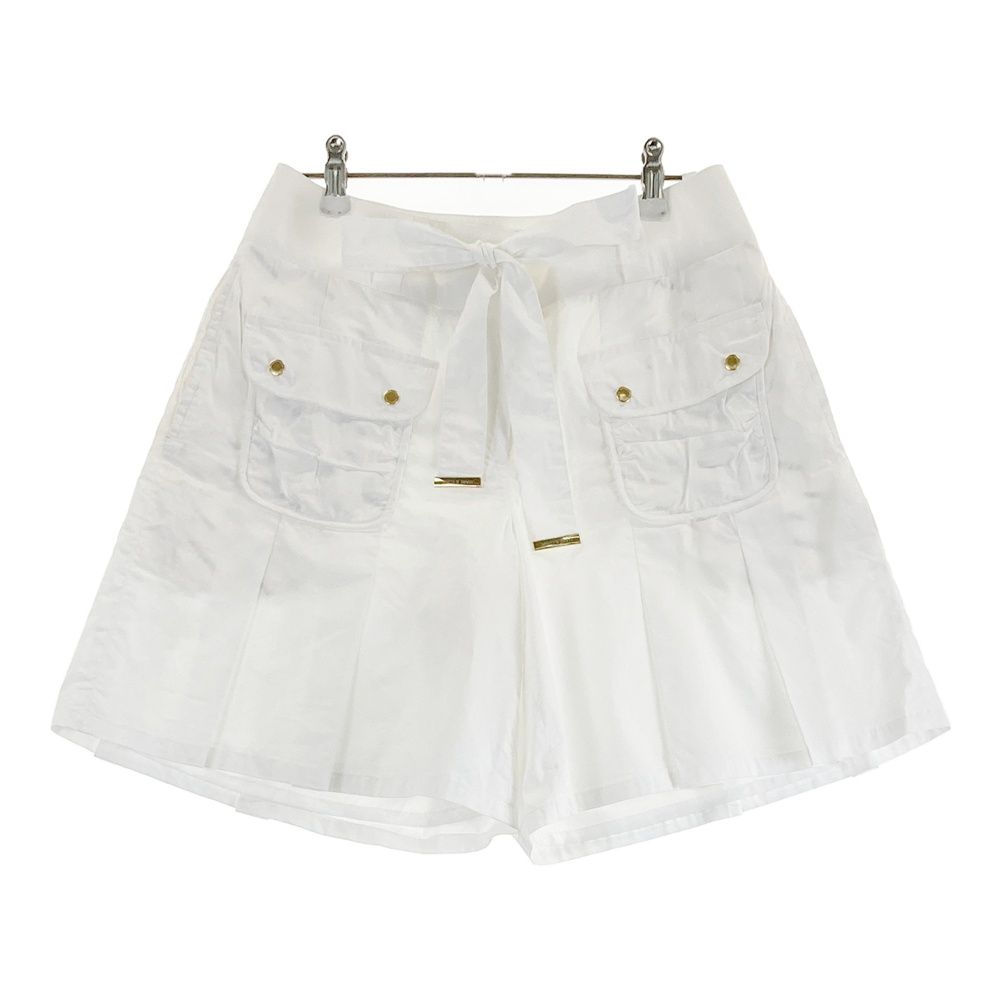 サイズ M MARK-LONA マークアンドロナ ショートパンツ プリーツ切替 ベル地 ホワイト系 240101411575 ゴルフウェア レディース ストスト