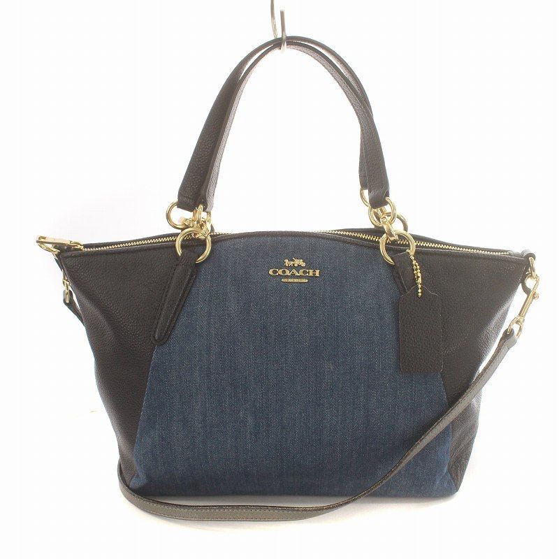 コーチ　2way ショルダーバッグ　デニム　クロコ型押し　サッチェル　バイカラー COACH - コーチ 2way ショルダーバッグ デニム クロコ型押し