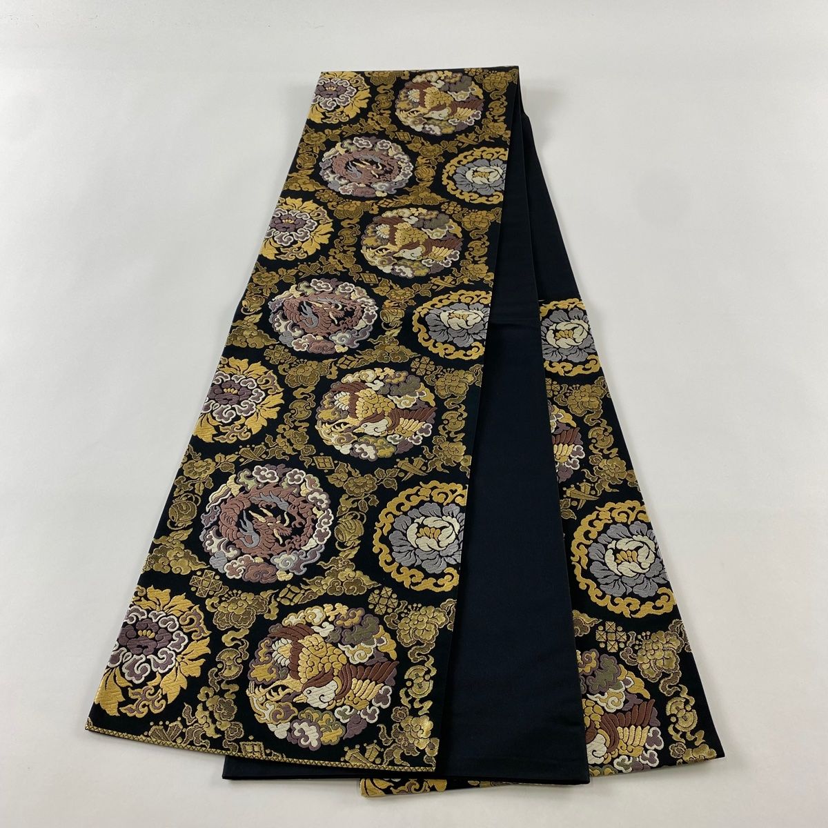 袋帯 美品 名品 龍 鳥 金糸 唐織 黒 六通 正絹 【中古】 - メルカリ