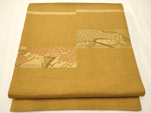 平和屋着物○名門木屋太 今河織物 六通柄袋帯 花鳥文 正絹 逸品  