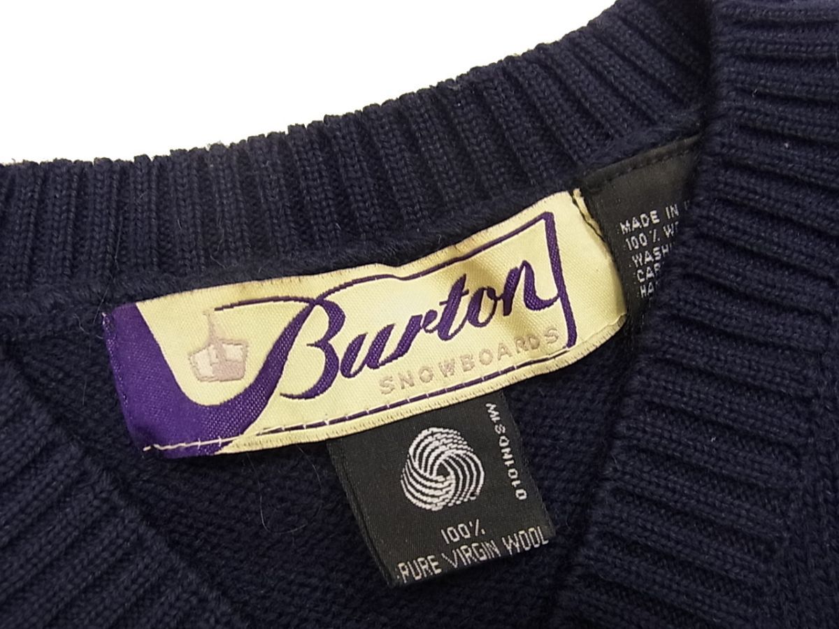 ◇BURTON バートン Vネック ニットセーター ブラック 編み込み模様 スノボー メンズ