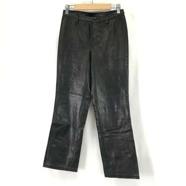 【値下 美品】COMME CA DU MODE コムサデモード パンツスーツ9黒 コムサデモード/COMME CA DU MODE☆羊革/シープスキン/レザー