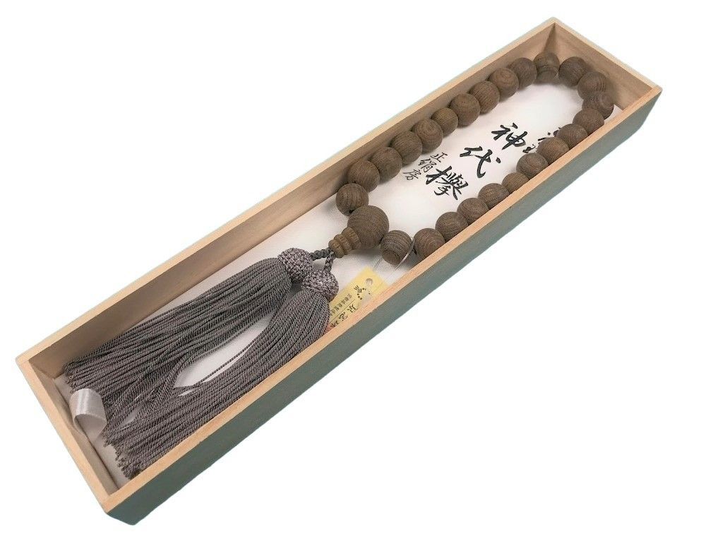 桐 き 数珠 京念珠 22玉 神代欅 正絹房 各宗派共通 京都製 房 グレ 宗教用キャンドル 十字架