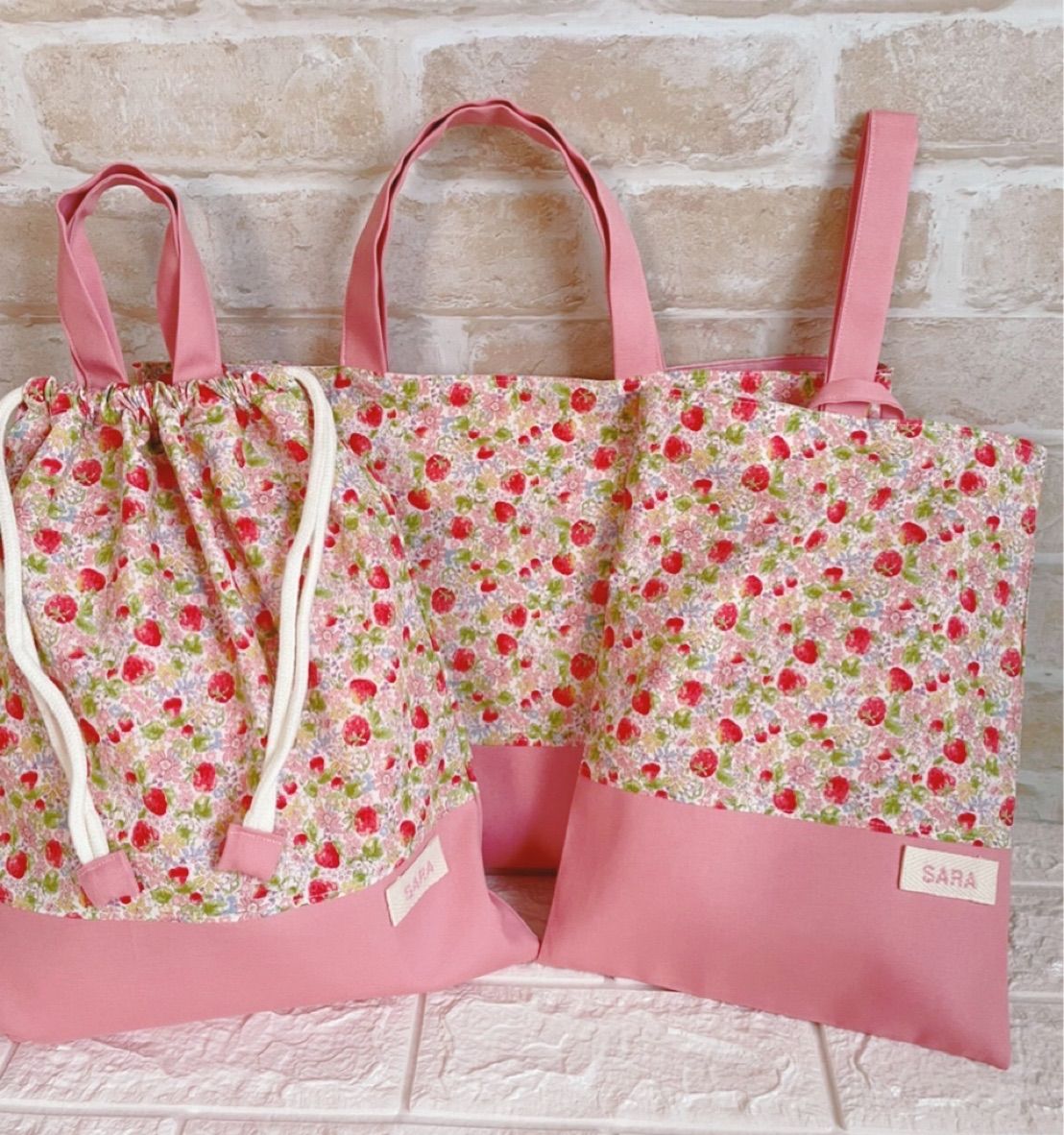 入学入園6点セット、女の子、レッスンバック上履き袋体操着袋、お弁当