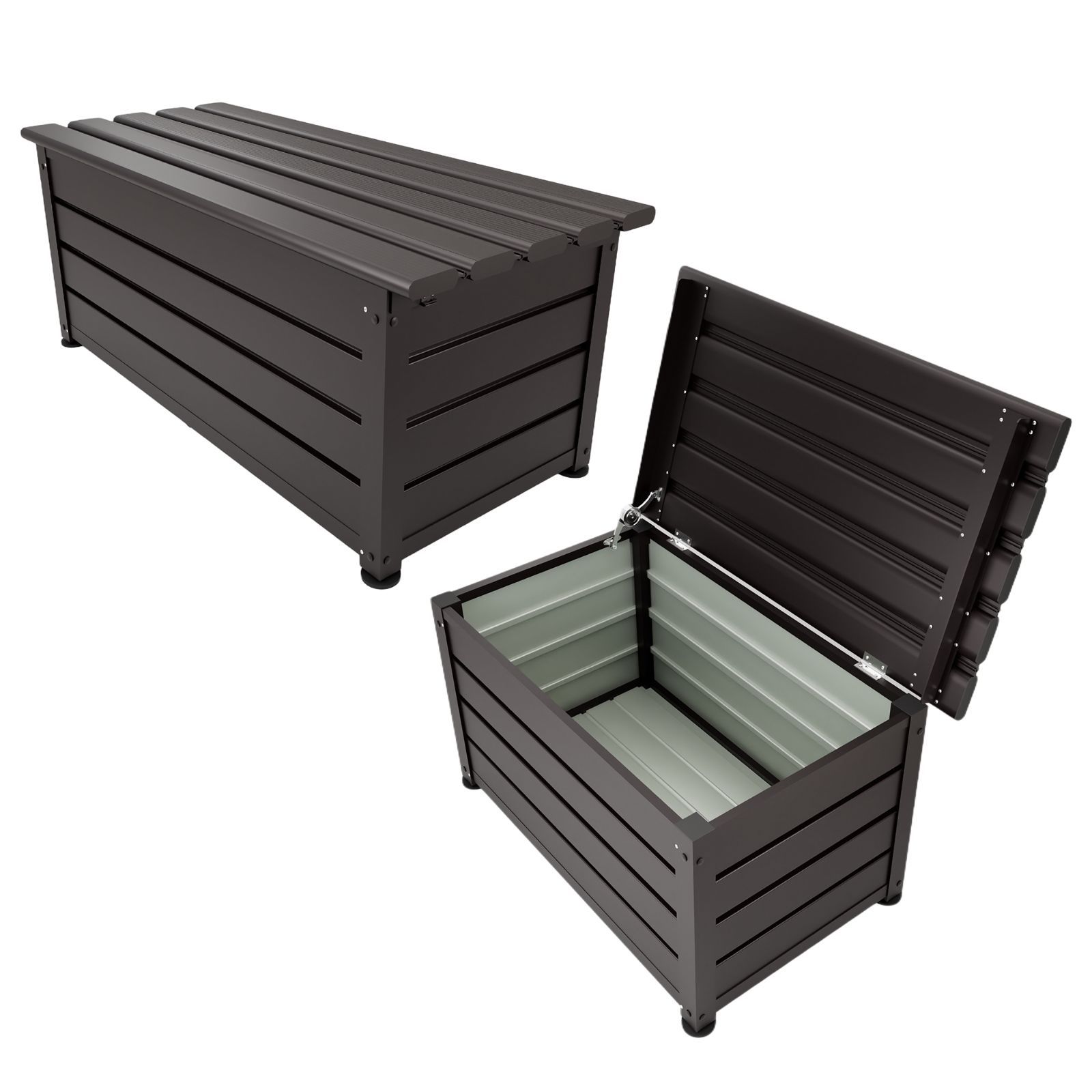 115L 90cm 物置 屋外 収納ベンチ 収納ボックス アルミ 鋼製 ベンチストッカー 収納庫 小型 置き配 ストッカー 物置 屋外収納庫 ボックス 鍵付き 屋外収納庫 ベランダ 大容量 アウトドア ガーデン 組立簡単