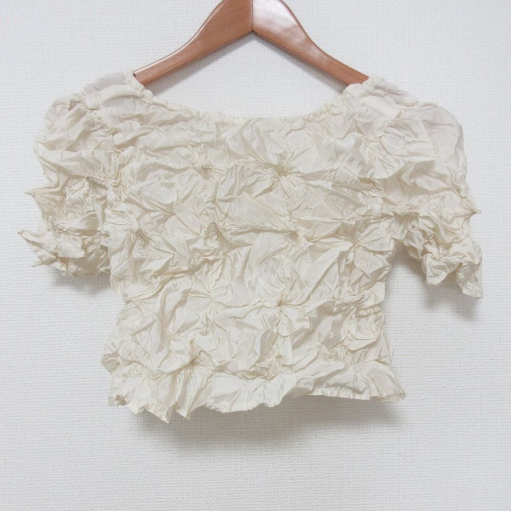 美品 JOSE MOON ジョゼムーン ARIMATSUSHIBORI 2WAY TOPS GROSSY ショートブラウス カットソー 1723510016 サイズF アイボリー レディース 古着 中古 美品 JOSE MOON ジョゼムーン ARIMATSUSHIBORI 2WAY TOPS GROSSY