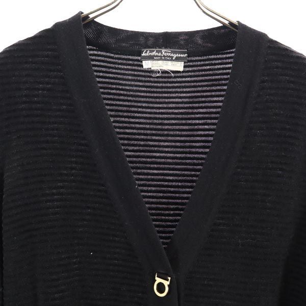 美品　フェラガモ　ボーダー　カーディガン　Salvatore Ferragamo サルヴァトーレフェラガモ イタリア製 ウールブレンド ニット ボーダー