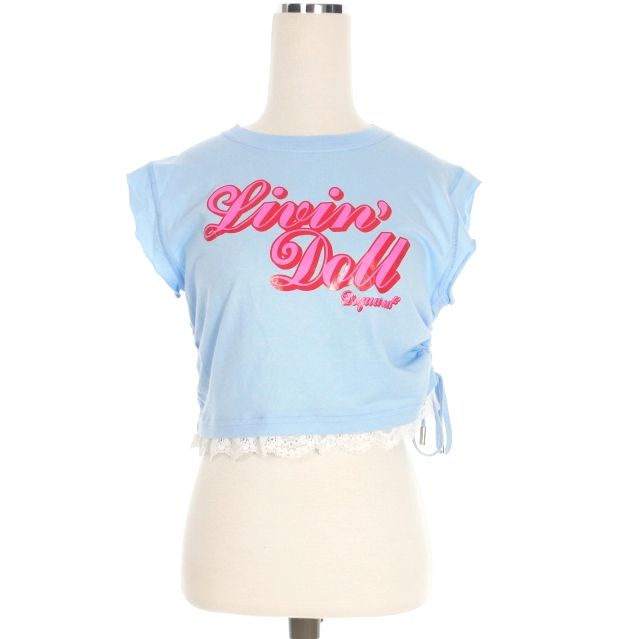 ディースクエアード DSQUARED2 23AW Mini Fit Tee ノースリーブ プリント Tシャツ カットソー S ライトブルー 水色 S72GD0463 正規