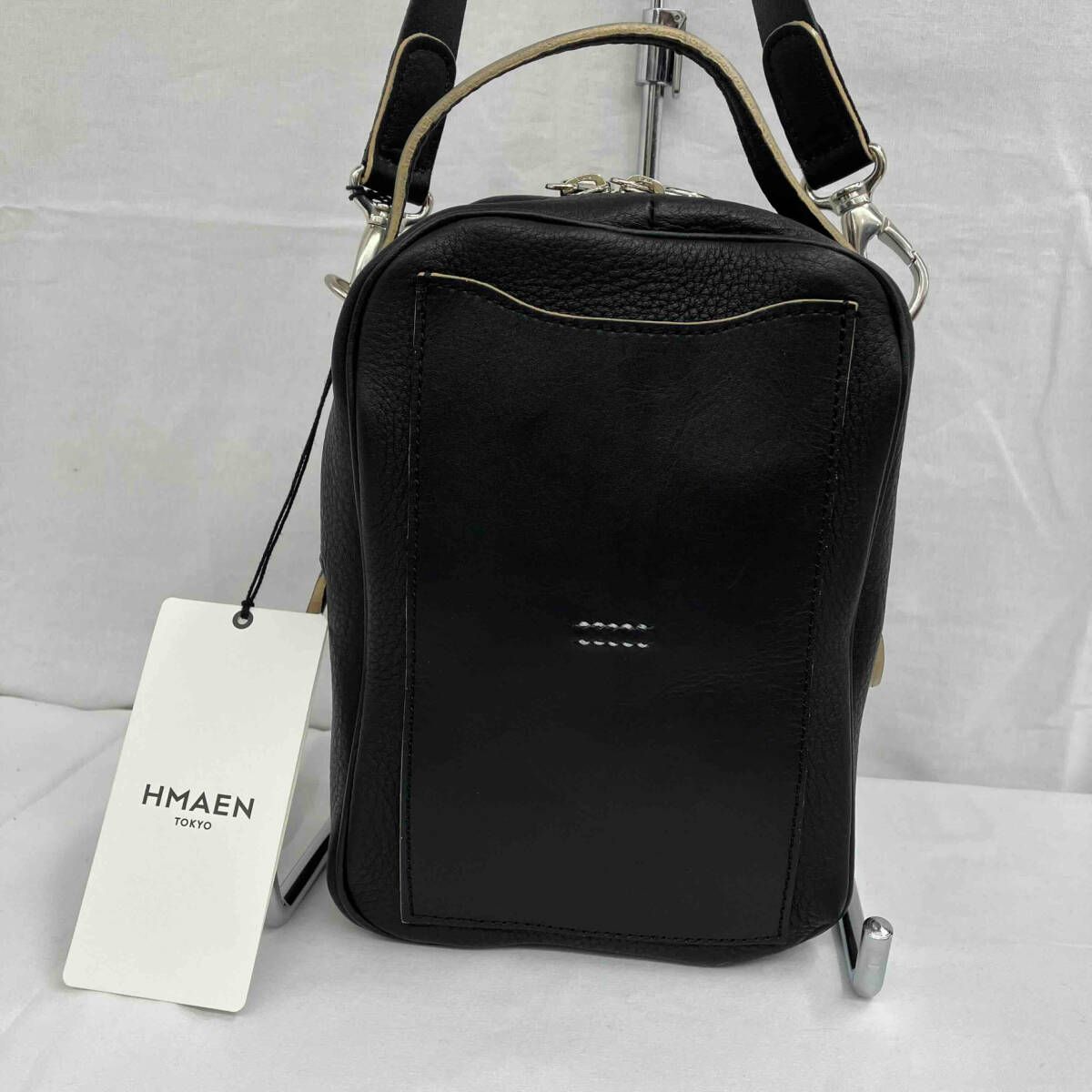 HMAEN アエナ シュリンクキューブショルダー レディオパッグ 牛革 レザー