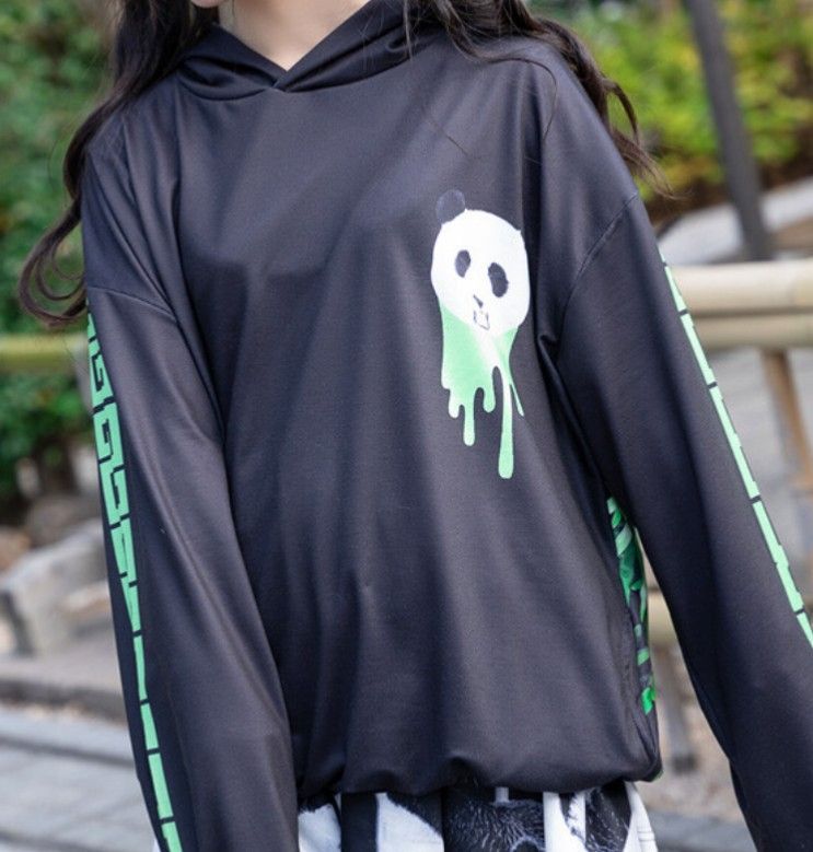 【ACDC】Aパンダ BIGパーカー 原宿系 パンダ 黒 チャイナ