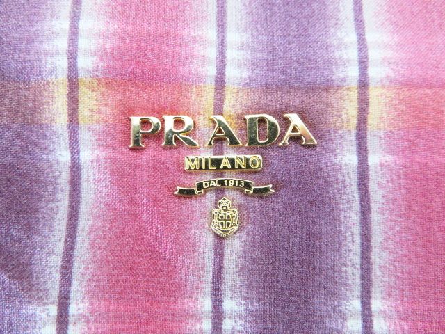 K10 PRADA ロゴプレート チェック柄 ハンドル付き クラッチバッグ BP0286