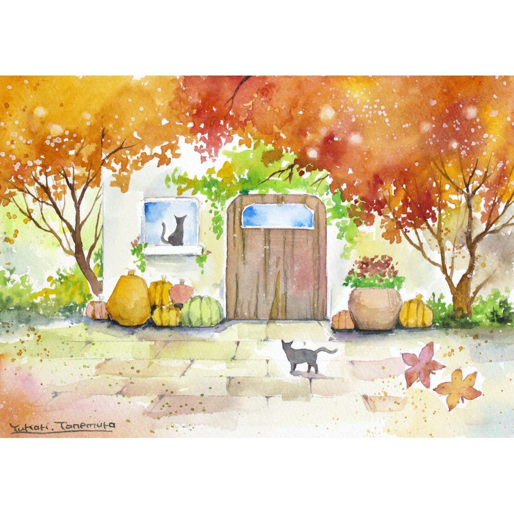 原画）秋色の街角 #2【A5サイズ／水彩画／#2725】 - メルカリ