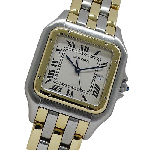 カルティエ Cartier 時計 メンズ ブランド パンテール LM 3ロウ デイト クオーツ QZ ステンレス SS ゴールド YG コンビ 磨き済み 【中古】