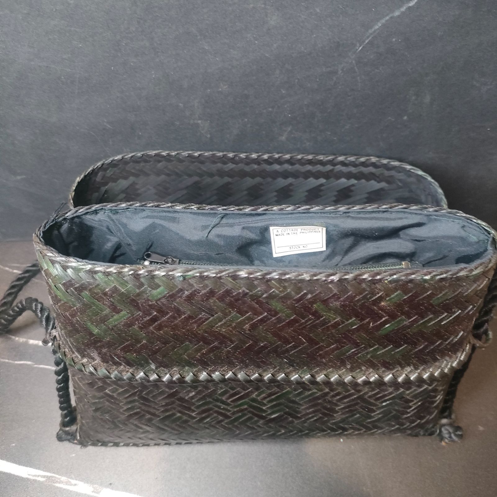 美品】竹製 バッグ フィリピン 工芸品 軽量 スマホ お財布 コンビニ 