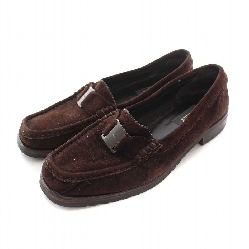 バリー BALLY ローファー シューズ モカシン スエード 5.5 22cm 茶 