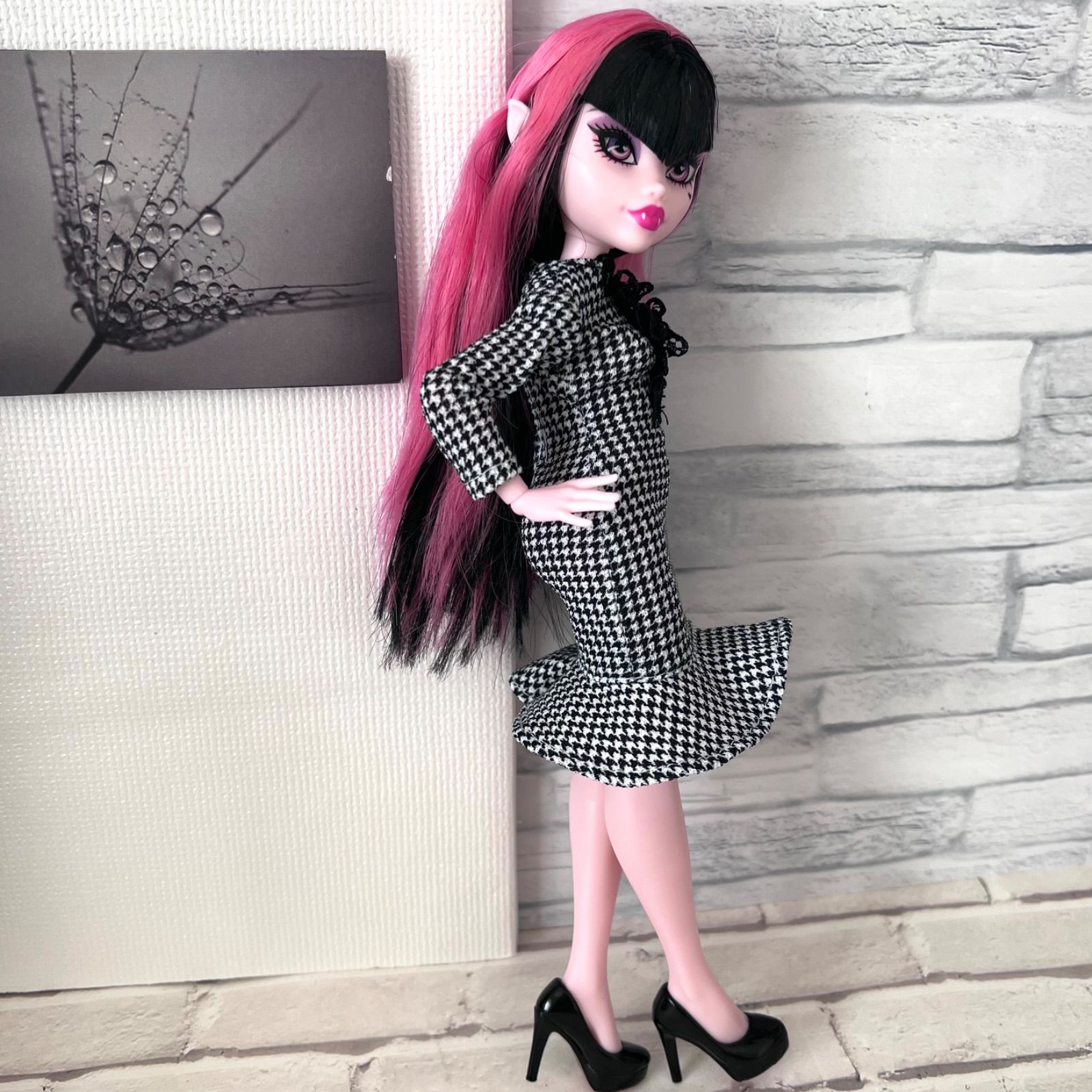 ハンドメイド 新モンスターハイ ドール服 千鳥柄ワンピース - メルカリ