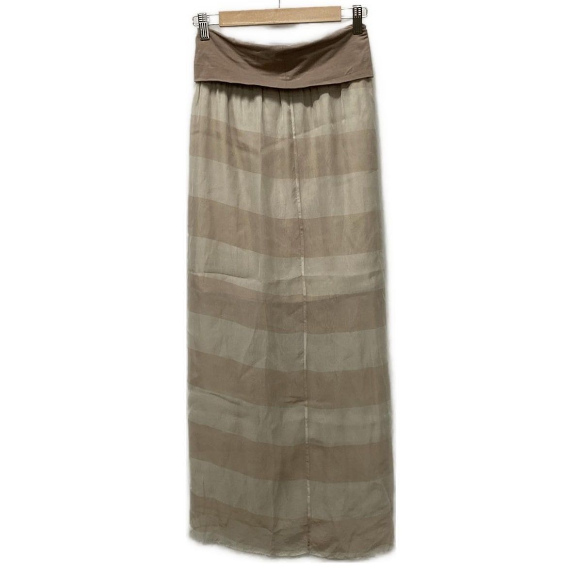 ブルネロクチネリ ロングスカート サイズF36 レディース - ライトブラウン×ベージュ マキシ丈 シルク ボーダー シースルー