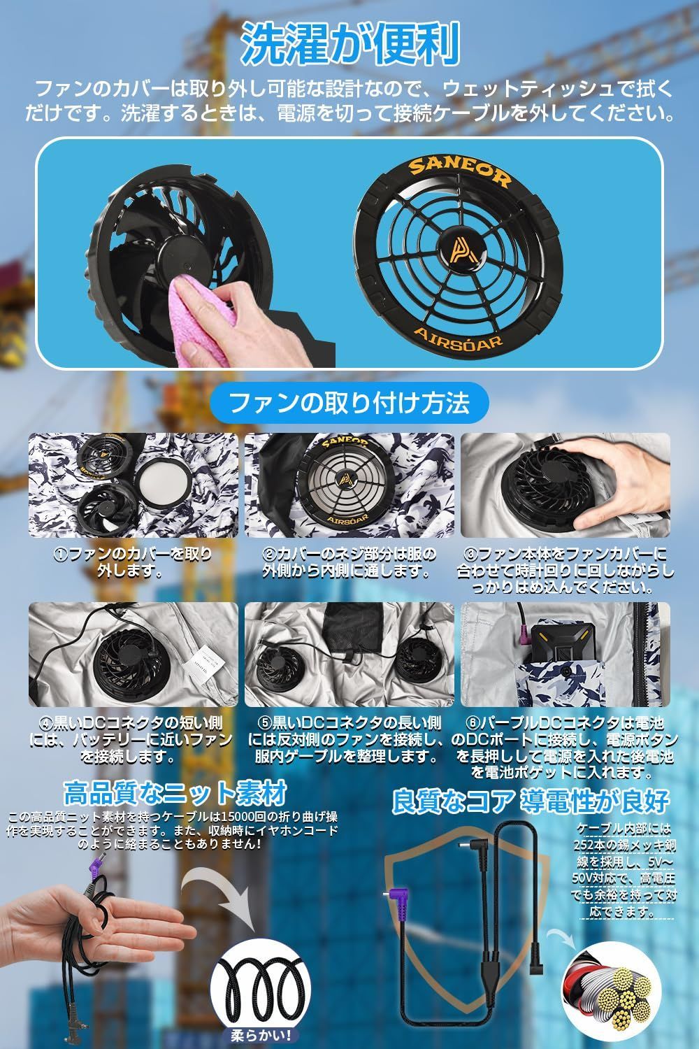 SANEOR AIRSOAR ファンバッテリーセット 40500mAh ヤマダモール