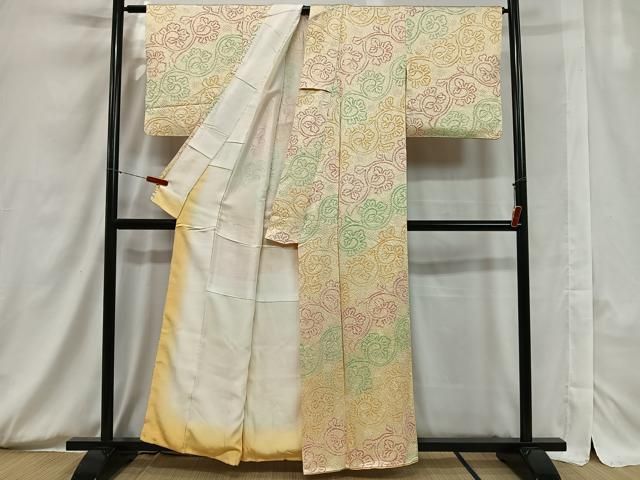 平和屋着物□上質な小紋 絞り 唐草文 黒地 正絹 逸品 AAAM4770Bph