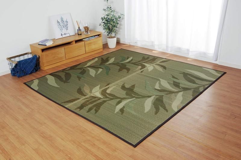 イケヒコ い草ラグ 消臭 カーペット 長方形 NSグラン ブラウン 約191×300cm 裏-不織布 滑りにくい加工
