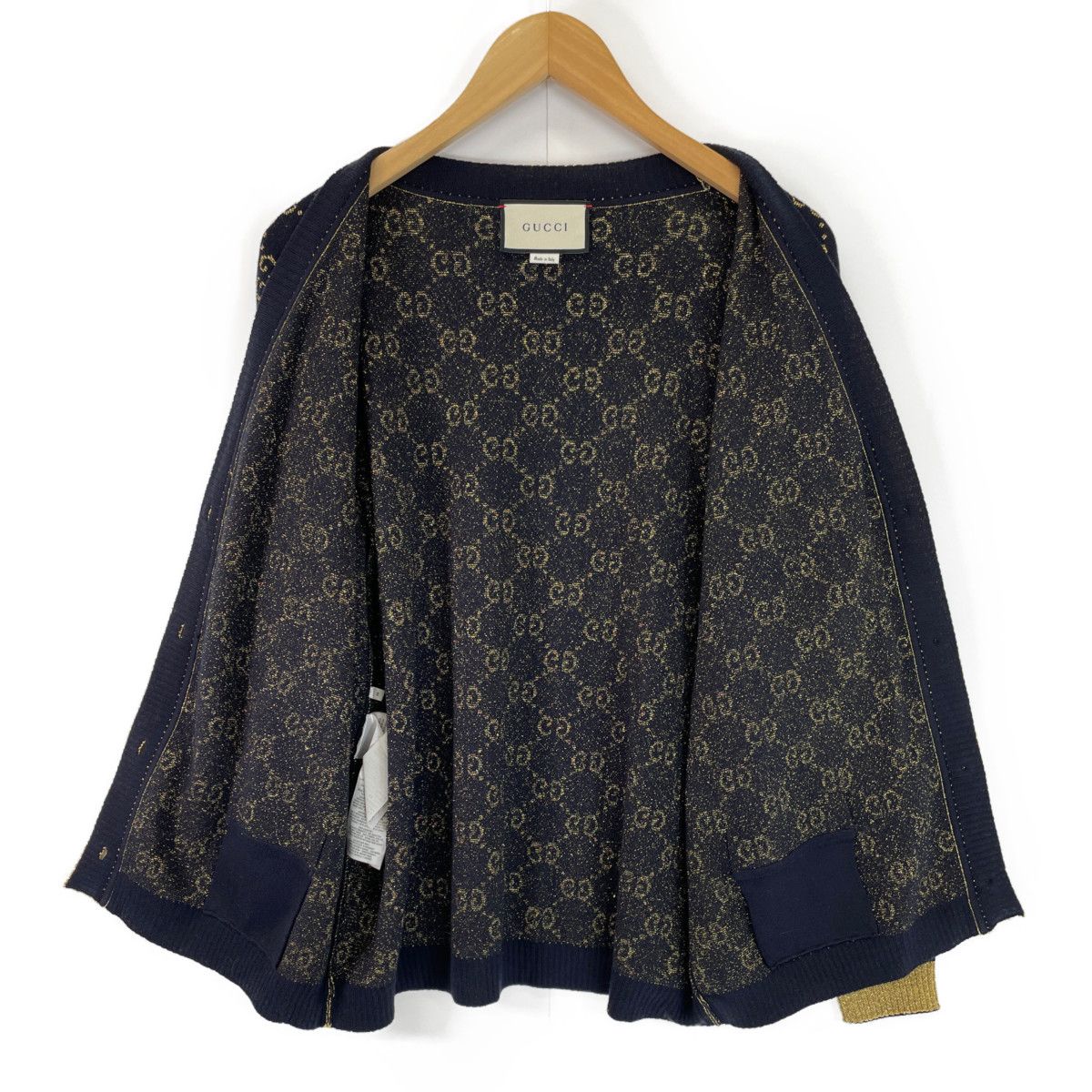 【美品】GUCCI グッチ GGコットンラメ カーディガン ゴールド ブラック ☆美品☆GUCCI グッチ GGコットンラメ カーディガン ゴールド
