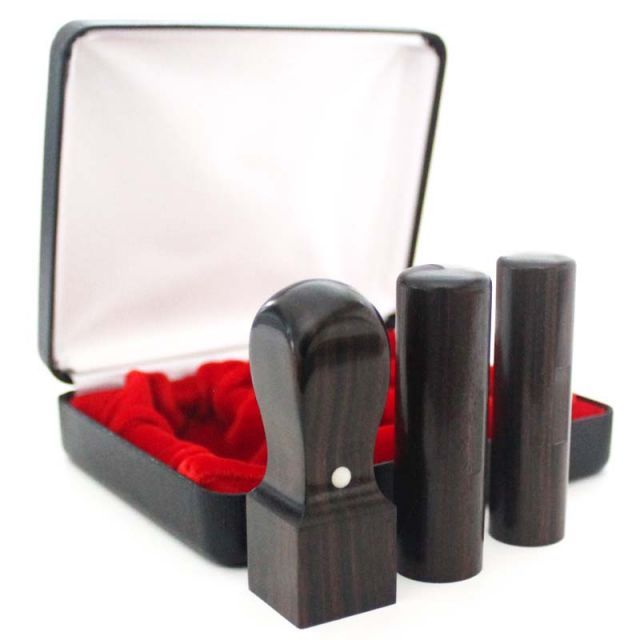 法人印鑑 3点セット ケース付き キャンペーン 3本 黒檀 代表印 銀行印 丸印 アタリ付き 寸胴 18ｍｍ 16.5ｍｍ 角印 天丸 21ｍｍ ハイレザーケース 法人 印鑑 ケース付セット 法人印鑑セット 会社設立 コンパクトセット 会社印 会社実印 役職印