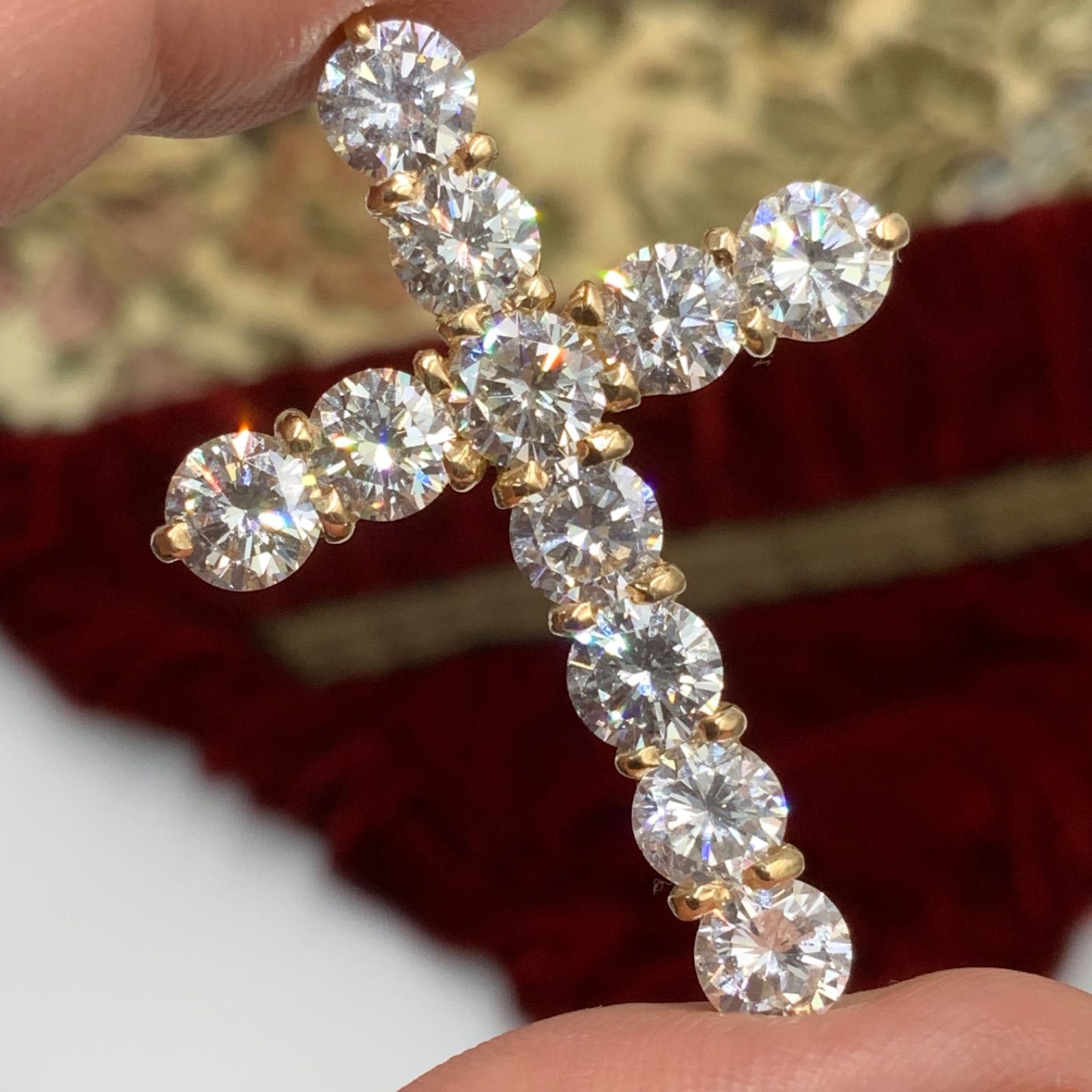 6ct UP 大粒 ダイヤ クロストップ K18 8.3g 中央宝石研究所 