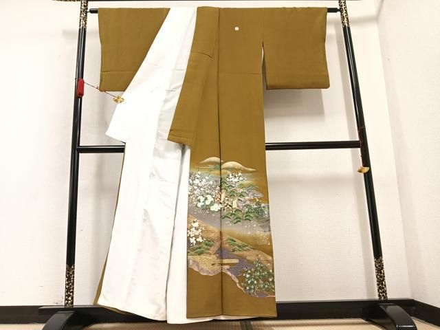 平和屋着物●豪華色留袖 手描き 松竹梅御所車文 暈し染め 金彩 正絹 AABB1499ph