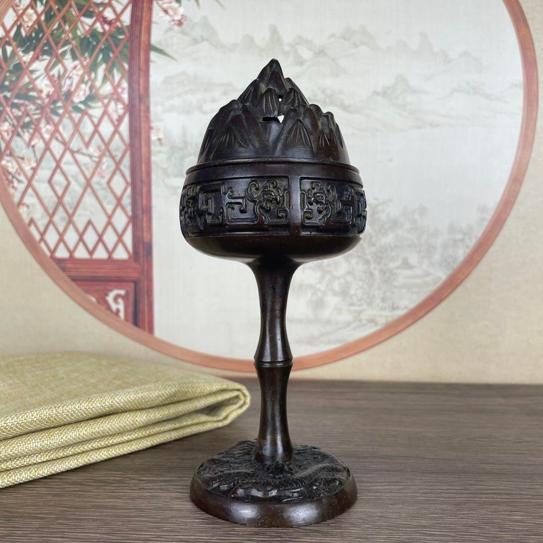 銅製 香炉 盤竜博山炉 茶道具 香道具 装飾品 工芸品 置物 - メルカリ