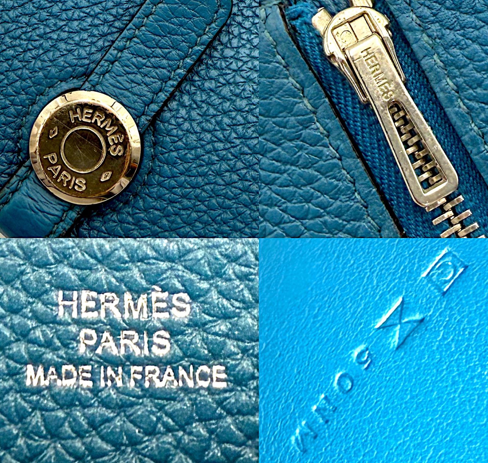 HERMES エルメス ドゴンロング ヴェールヴェロン ブルー シルバー金具 HERMES エルメス ドゴンロング ヴェールヴェロン シルバー金具
