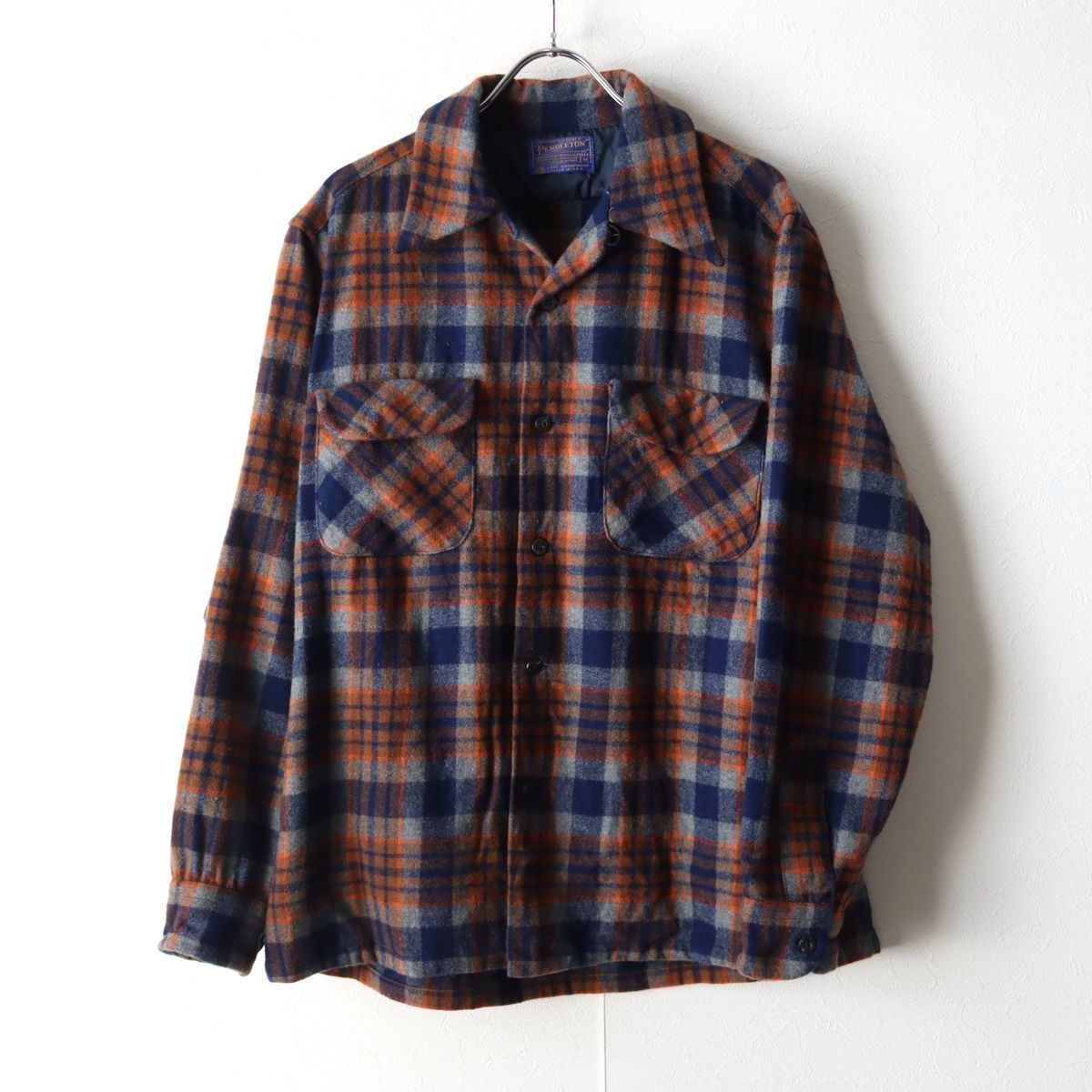 USA製 70s PENDLETON ペンドルトン ウール 開襟 ネルシャツ size M