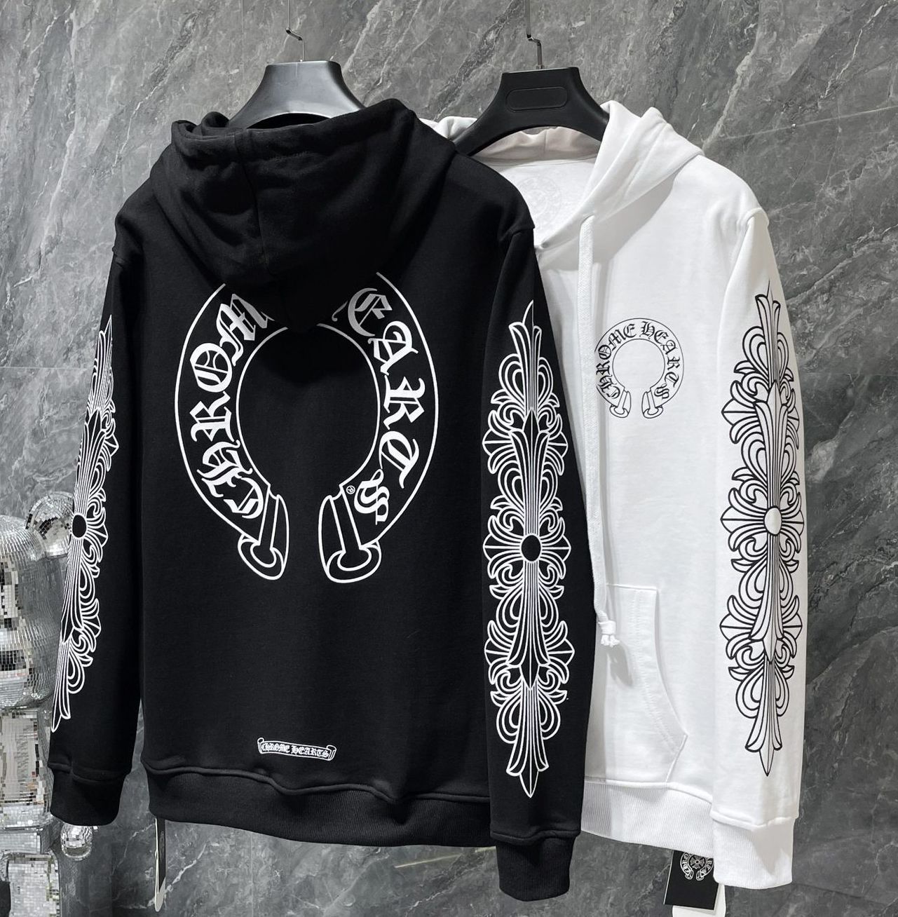 【新品】Chrome hearts クロムハーツ フルジップ パーカー 長袖 男女兼用 ブラック ホワイト 2カラー選択