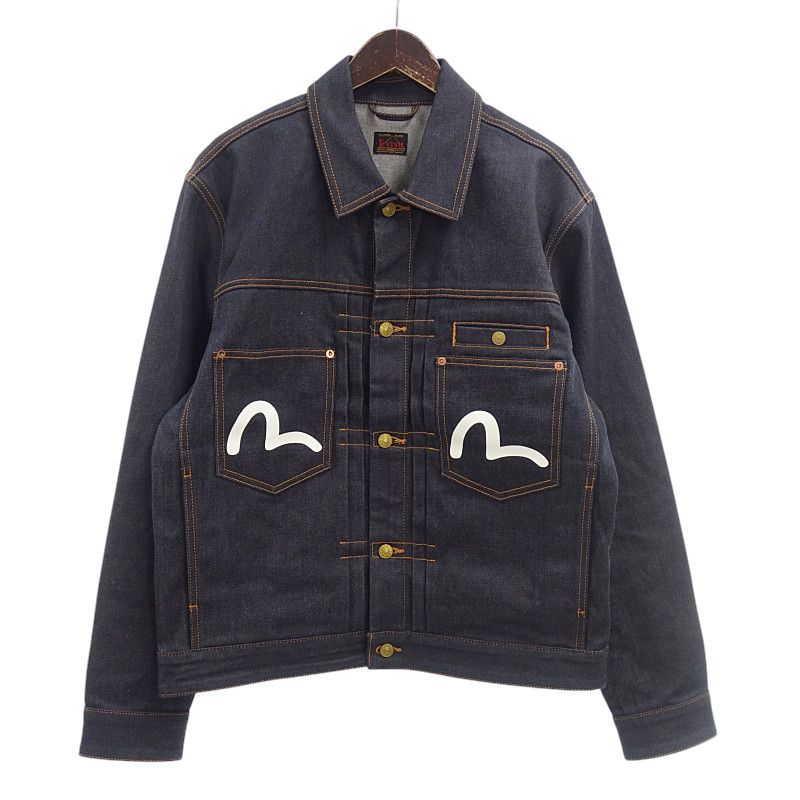 エヴィス/EVISU カモメプリント リラックスフィット デニムジャケット インディゴ  サイズ メンズM