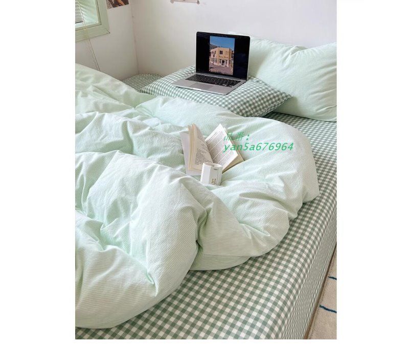 布団カバーセット グリーン ピンク ストライプ 寝具カバーセット 3点セット チェック柄 布団カバーセット 綿 掛け布団カバー 4点セット 敷きカバー yan5a676964