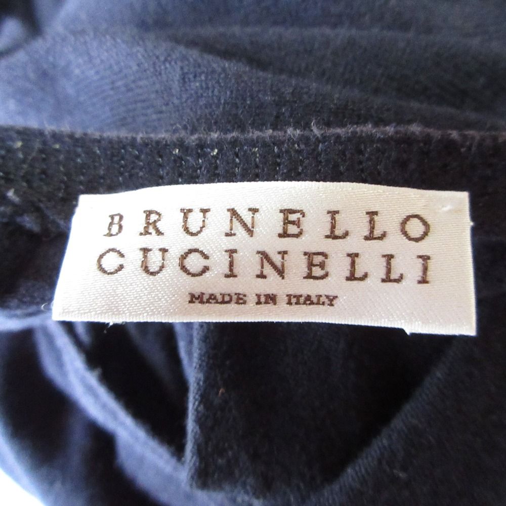 BRUNELLO CUCINELLI - BRUNELLO CUCINELLI ブルネロクチネリ モニーレ装飾 ロールアップスリーブ 半袖 Tシャツ カットソー XS ネイビー レディース 古着 中古 USED BRUNELLO CUCINELLI - BRUNELLO CUCINELLI ブルネロクチネリ