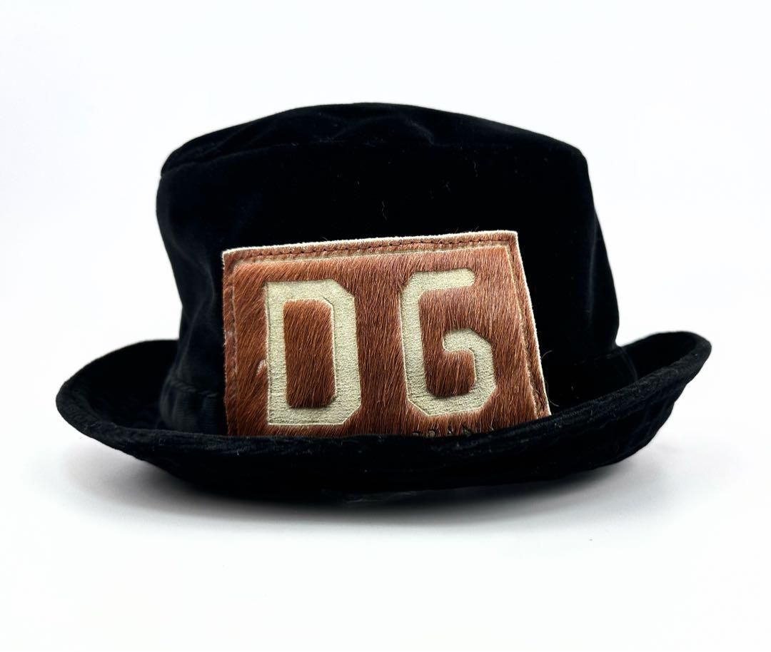 ドルガバ D&G ハット 黒 ブラック 帽子 サイズ59 ハラコ バケット