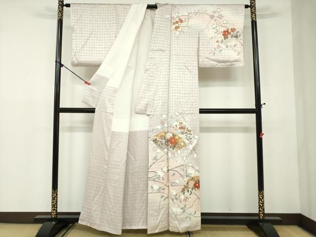 平和屋着物○訪問着 駒刺繍 地紙重ね花文 金彩 正絹 逸品