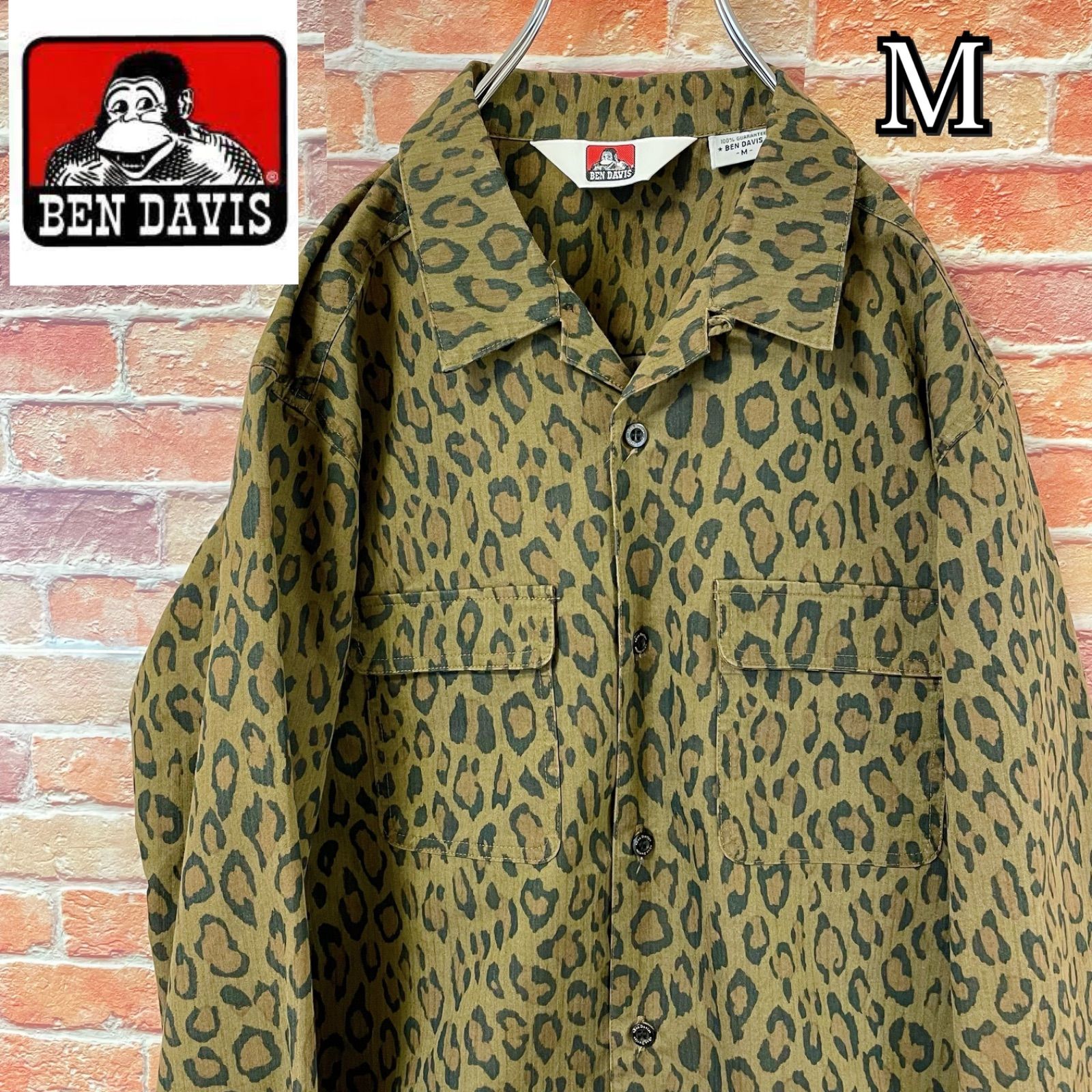 極美品 ベンデイビス☆BEN DAVIS ヒョウ柄 オーバーシャツ 長袖シャツM 