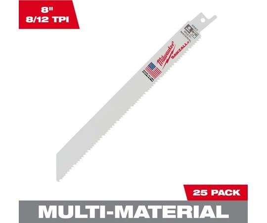 2営業日で発送 ミルウォーキーツール ジャパン ミルウォーキー 多目的レシプロソーブレード 8 12 TPI 203mm 25本パック 48008093 7317