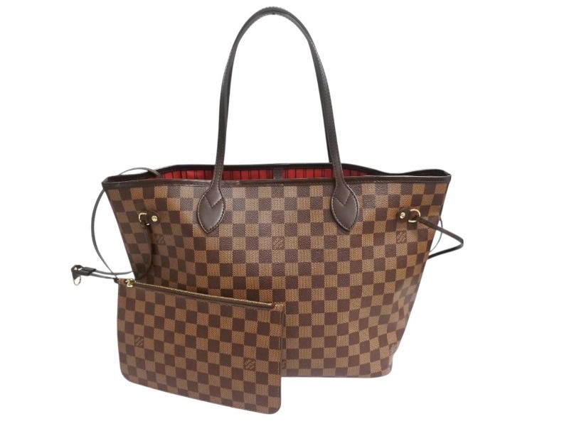 LOUIS VUITTON ルイヴィトン ダミエ ネヴァーフルMM トートバッグ N51105 PVC レザー ブラウン ゴールド金具 4b002443
