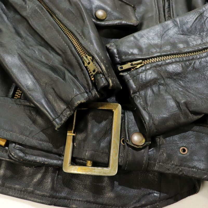 70s vintage 無地 カウハイド ダブルライダースジャケット メンズ M