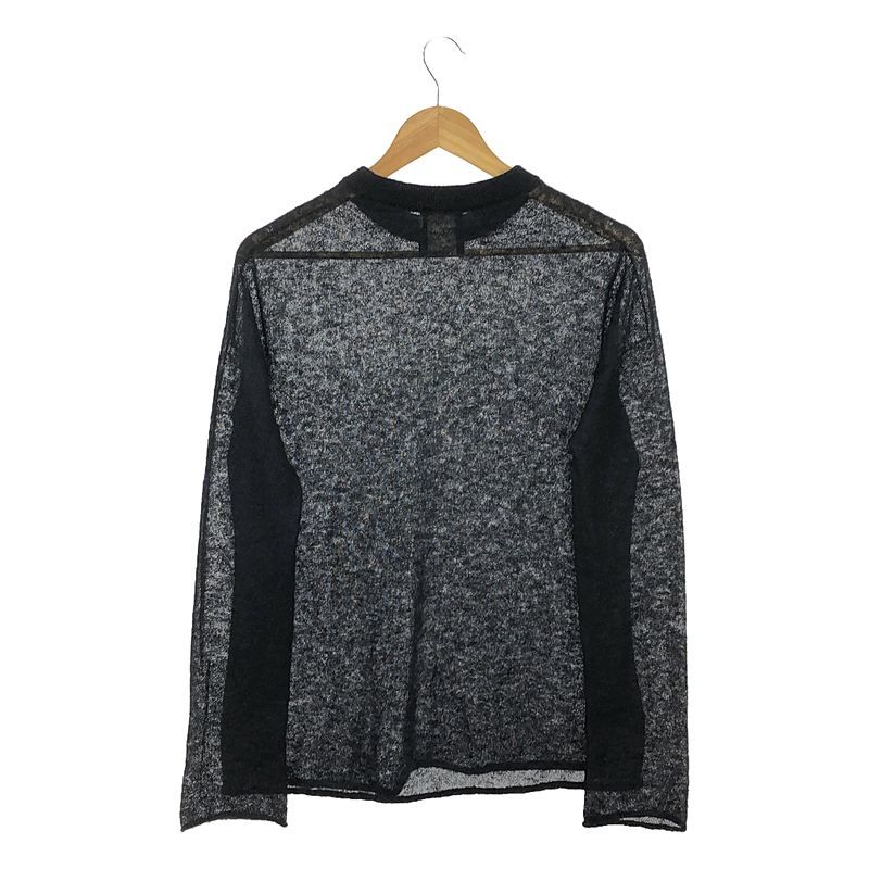 ATON / エイトン | BABY MOHAIR ベビーモヘア シアー クルーネックニット | ブラック | レディース ATON / エイトン | BABY MOHAIR ベビーモヘア シアー クルーネック