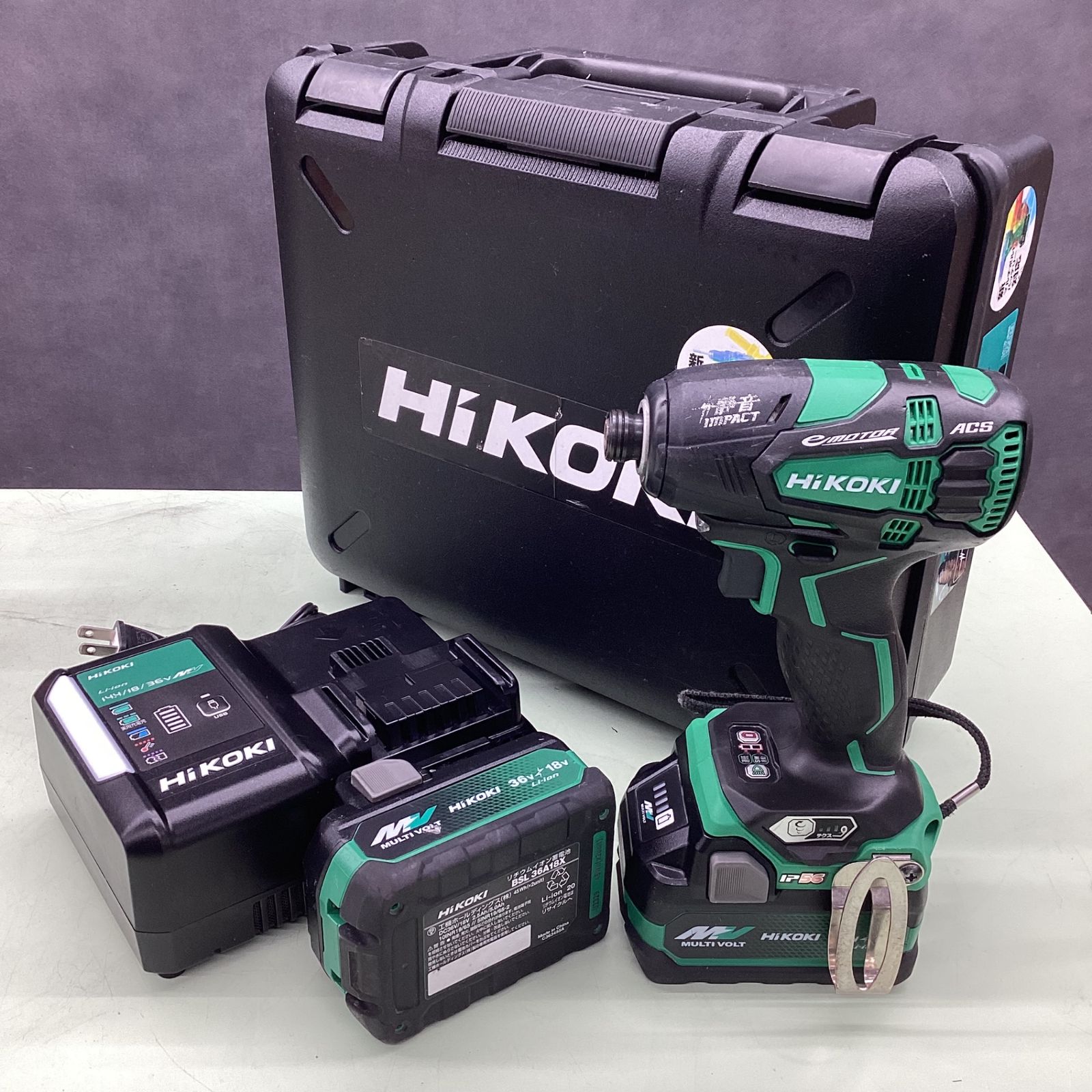 〇HiKOKI(ハイコーキ) 14.4V 18V共用 コードレス静音インパクトドライバ 充電式 新型マルチボルト蓄電池2個・充電器・ケース付  WHP18DBL(2LXPKZ)【越谷店】 ハイコーキ 静音インパクトドライバ WHP 18DBL