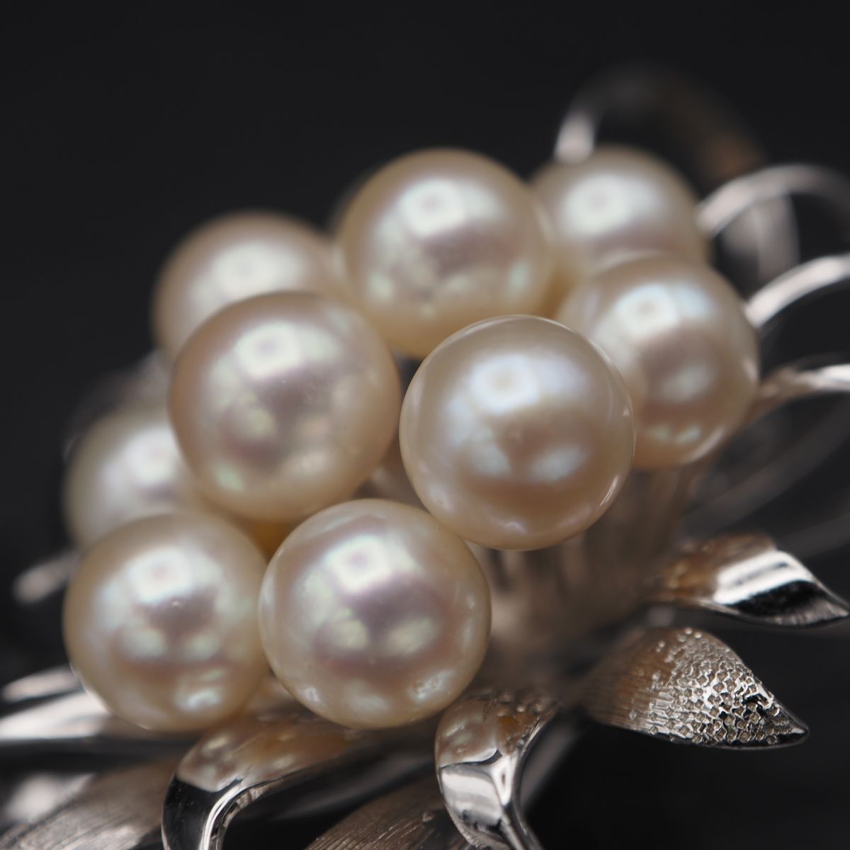 G175 本真珠 7.2-7.9mm10珠 パール STERLING刻印 ブローチ デザイン シルバー コサージュ 6月誕生石 SIROKUMA-CORPORATION_COM