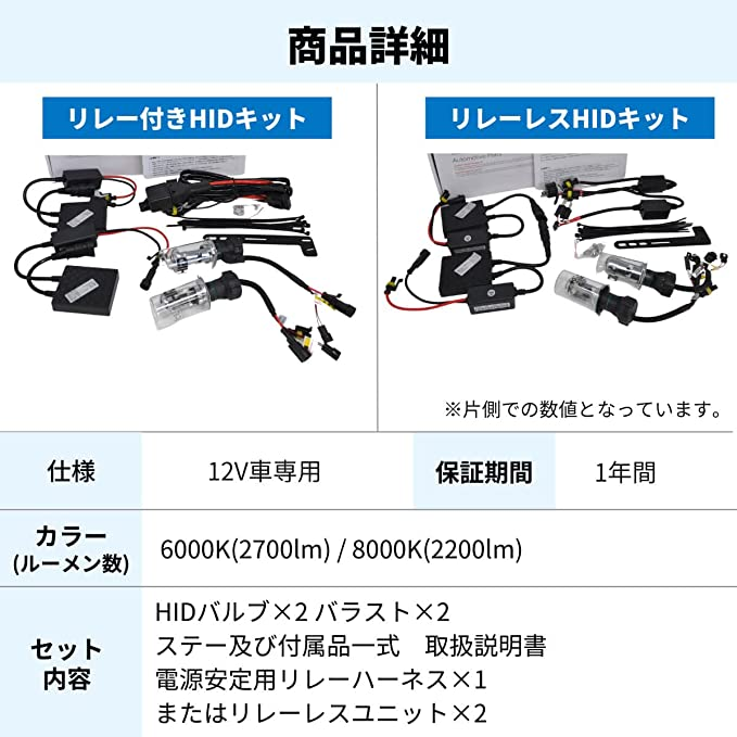 fcl.(エフシーエル) H7 35W HID バルブ HIDキット ヘッドライト フォグランプ 8000K 12V 車専用 左右分2セット