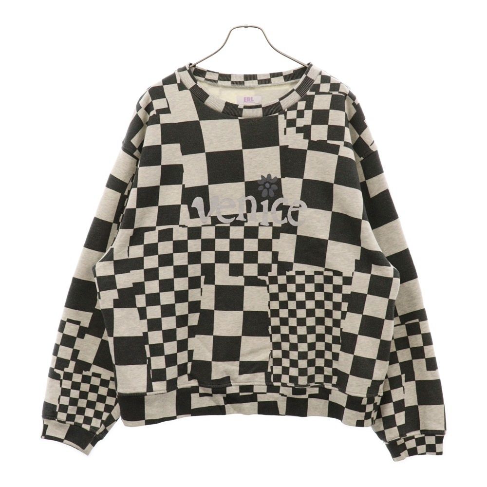 ERL (イーアールエル) VENICE CHECKER CREWNECK ロゴプリント