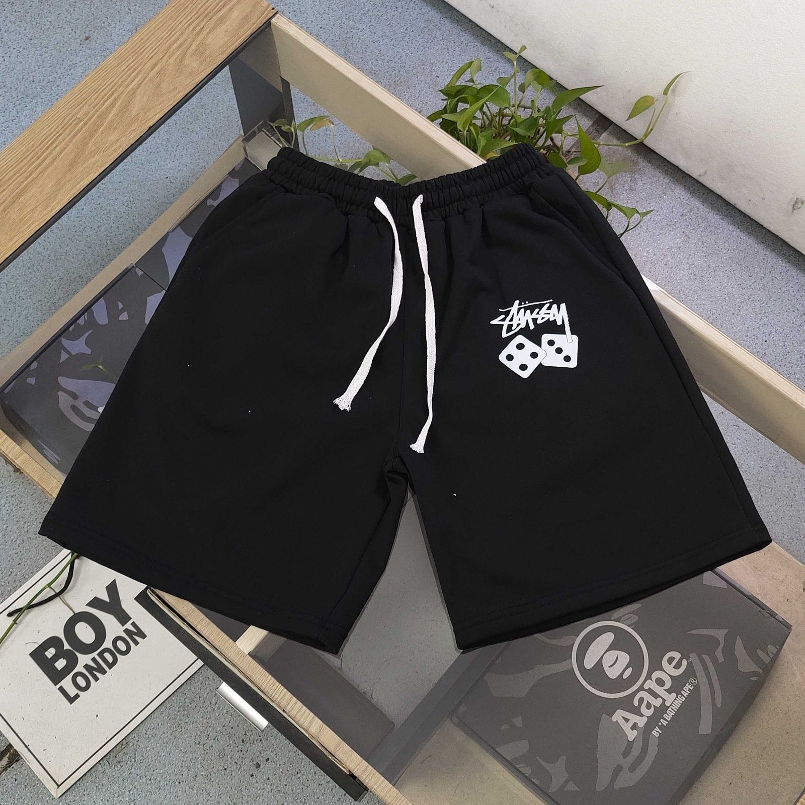 Stussy ステューシー クラシックダイス文字柄プリント カジュアル カップル テリー ショーツ ショートパンツ